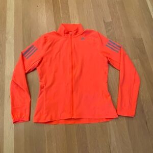 Adidas Womens Orange Lightweight Running Jacket / Reflective Stripes / Size XS